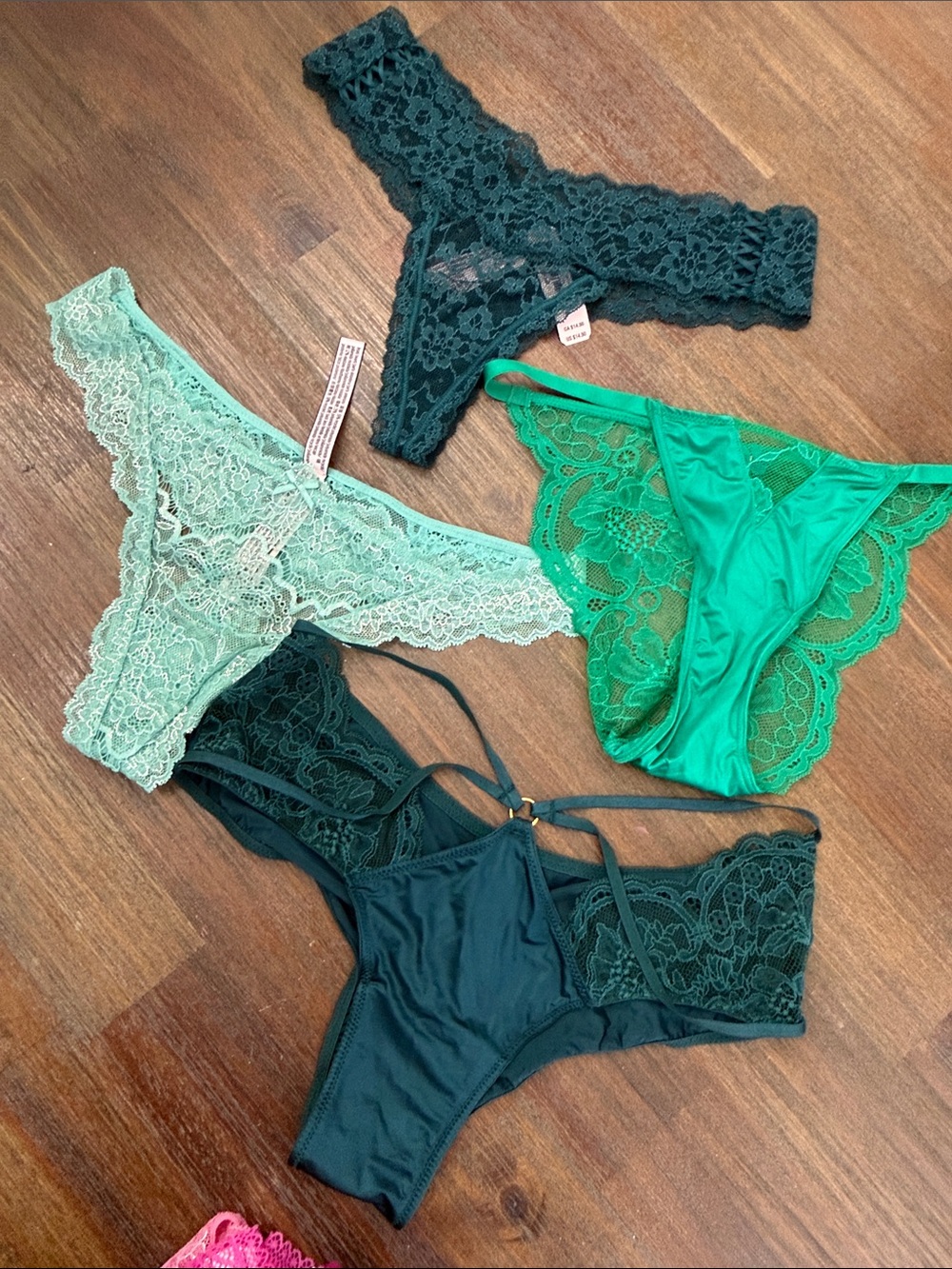 Victoria's Secret Lace Panty Mix in Emerald & Mint Greens